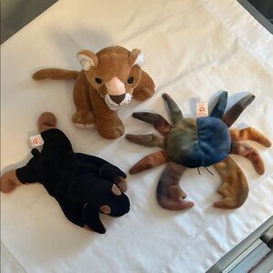 Plush Animal Trio - Lion, Crab, and Dog